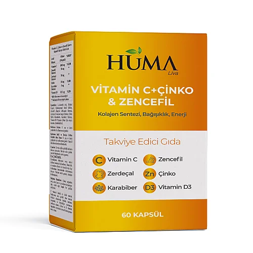 Vitamin C + Çinko & Zencefil 60 Kapsül - HumaLiva